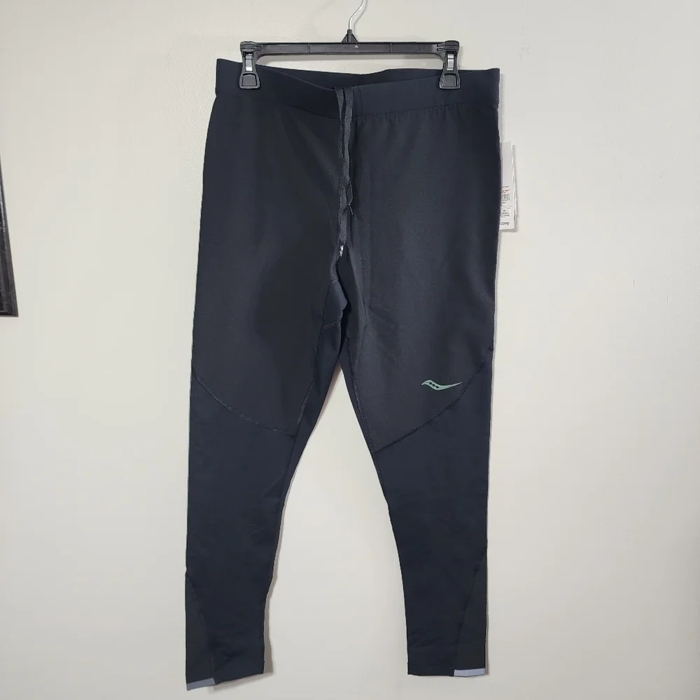 NWT Saucony Men's Full Length Fleece Lined Winter Running Tight Black Size XL